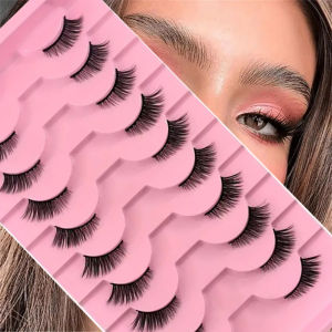 10 Pairs Half Eye Lashes End Eye Elongated False Eyelashes Naturally Half-Eye Cross Fluffy Reusable Lashes