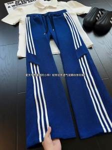 LIUBU | Blue Retro Dragon Scale Pattern Mens Summer Trousers Straight Fit Pants