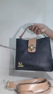 BJ57937 - BLACK/BEIGE TAS SLEMPANG WANITA FASHION KOREA CHINA IMPORT MODIS ELEGAN TERMURAH TERLARIS TERBARU TAS BATAM CR7937 BQ3685