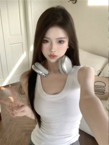 ฤดูร้อน Pure Color ผ้าฝ้าย Blend เสื้อกั๊ก ผู้หญิง เสื้อตัวในกว้าง สายคล้อง สลิง เสื้อท่อนบน แขนกุด เสื้อกล้าม เซ็กซี่ ชุดทํางานแจ๊กเก็ต