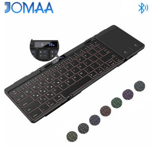 JOMAA | JOMAA RGB Backlight Wireless Folding Keyboard Portable Touchpad Travel Rechargeable Keyboard for Windows Android Mac