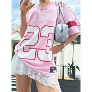 Hasbro | New Hot Womens Girl Summer Y2K Fashion Casual Shirt Street Retro Hip Hop 23 Shirt V-Neck Loose Breathable Family T-Shirt