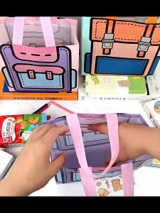 Cute Tote Bag Waterproof Handbag for Kids Doorgift Tuition Colorful Dopamine Style Student Birthday Gift Party Reusable Bag