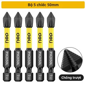 deli | Bộ Mũi Vặn Vít Từ Tính Chống Trượt Chống Sốc Độ Cứng Cao Đầu Tam Giác Ph2 Kích Thước 25-150mm Cho Lực Kẹp Mạnh Và Độ Bền Cao