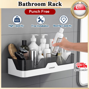 🇸🇬【SG stock】Punch Free Bathroom Shelf Bathroom Rack Bathroom Storage Shelf Restroom Accessories Organizer Toilet Shelf  Bathroom Shelving