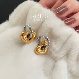 Star Heart Shape Gold Pendant Silver Hoop Earrings 18K Gold Plated • 316L Stainless Titanium Steel Waterproof Non-Tarnish Hypoallergenic Fashion Earring For Women ER376 ER377