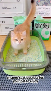 Cat Litter Box with Scoop 50cm Large Space Kitten Litter Box Cat Toilet Anti Splash Deodorization Easy Clean Pet Supplies