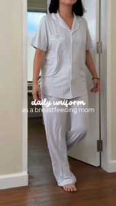 Kalma Bamboo Sleepwear Pajama Set for Women (CREAM) | Short Sleeve Button Up Shirt with Long Pants | Andy Collection