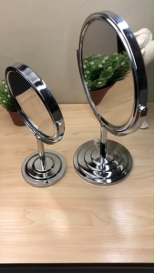 กระจกเงาตั้งโต๊ะ ส่องแต่งหน้า แบบสองด้าน ด้านแบบปกติและแบบขยาย ปรับองศาได้ กระจกขนาด 68 นิ้ว มีขาตั้ง ตรงปก ส่งเร็ว