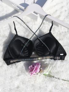 Beautiful Back Front Closure Bra No Steel Ring Girl Bright Diamond Shoulder Strap
