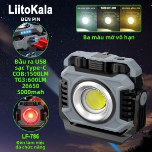 LiitoKala LF-786 Đèn Pin Di Động Có Độ Bền Mạnh Sạc Điện Từ Hút Sáng Làm Việc Nhẹ ABS Chống Thấm Nước Thân 600 Lumens 10W Đầu Ra Ánh Sáng