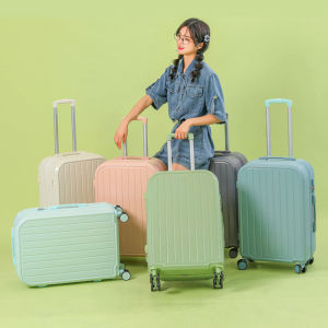 New14 "20" 22 "24" 26นิ้วกระเป๋าขึ้นเครื่อง ABS + PC สุดหรูพร้อมชุดกระเป๋าเดินทางเงียบล้อรถเข็นกระเป๋าเดินทางกลิ้งได้กระเป๋าใส่เช็คอินสำหรับผู้ชาย Gratis Ongkir