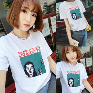 เสื้อยืดคอกลมพิมพ์ลายแฟชั่นสไตล์เกาหลีสำหรับผู้หญิง ทรงหลวม ไซส์ใหญ่ แขนสั้น ผ้าฝ้ายผสมโพลีเอสเตอร์ ฤดูร้อน 2021