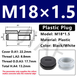 10Pcs IP68 Waterproof Nylon Thread Hole Plug M12-M63 M20×1.5 Plastic Sealing Cover Cap With Rubber Black Grey