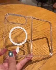 szhaiyu | Luxury Transparent Magnetic Charge Phone Case for IPhone Duo 18 Fold for Magsafe Clear Acrylic Shockproof Fold Cover Funda
