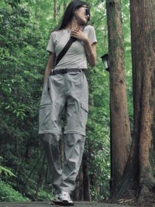 Outdoor Quick Dry Elastic Thin Work Pants Summer Mens Removable Hiking Mountain Climbing Trousers Casual Straight Leg Pants