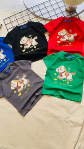 Áo thun ngắn tay cotton 100% co giản 4 chiều hình ngựa Thần Tài bé trai bé gái từ 10-38kg