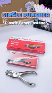FCI Single Hole Puncher 6mm Round Paper Punch Tool with Non-Slip Handle 50pcs Fastener Set 7cm Mini Portable Document Filing Punch for School Office Supplies