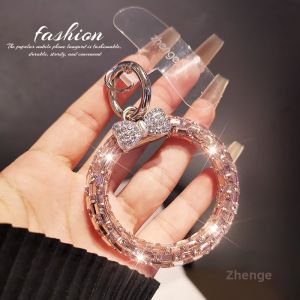 ZHENGEGE | Shiny Silver Bow Ring Phone Lanyard
