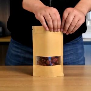 100pcs Brown Kraft Stand Up Pouch with Zip Lock Ziplock Cookies Coffee Packaging Resealable