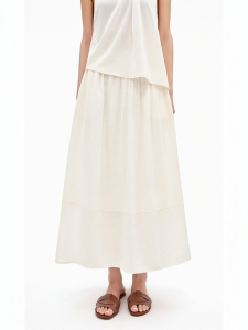 Silk Blend Waistband A-Line Skirt