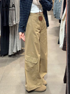 American Retro Work Pants Women High Waist Straight Loose Slimming Casual Wide Leg Pants Autumn New Style Cotton Casual Trousers