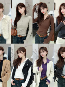 Womens Street Style Zipper Hoodie Base Shirt Casual Long Sleeve Polyester Fiber Commute Pure Color Versatile Sweatshirt