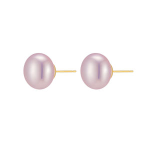 Cherry Pink Sterling Silver Needle French Flat round Steamed Bread Large Pearl Earrings Womens Accessible Luxury Fancy Earrings Sweet Earrings