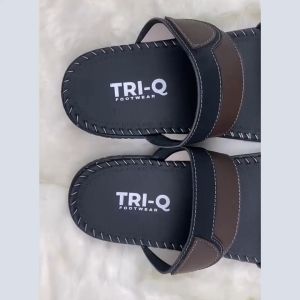 TRIQ SANDAL SELOP SLOP KULIT PRIA CASUAL HITAM COKLAT