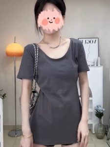 plus Size Womens White U-Neck Short Sleeve T-Shirt Slimming Waist Design Summer Fashionable Commute Style Mid-Length Top