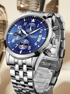 Fashionable Pilot Series Mens Quartz Mechanical Watch Large Dial Stainless Steel Strap Calendar Night Light Small Three-Hand