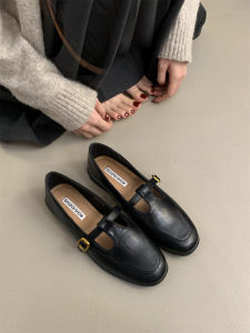 Phong Cách Hàn Quốc Mềm Da Mary Jane Đế Phẳng Slip-On Nữ Giày Retro Anh Thoải Mái Mùa Xuân Mùa Thu Mẫu Mới Sinh Viên Đế Bệt
