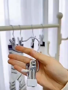 10pcs Multi-Purpose Stainless Steel Hook Clips Non-Marking Clothes Pins Durable Metal Clamp Hooks