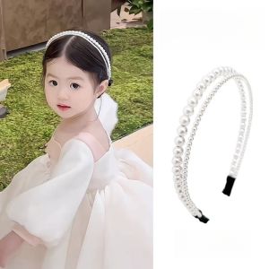1/2 pieces of cute girls imitation pearl headbands (hair-friendly design)childrens hair accessories