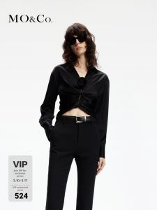 MO&Co. | Cool Touch Acetate Fabric Handmade Rose Embroidery Short Top