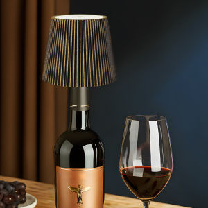 1pcWireless Wine Bottle Lamp Head Portable Touch LED Bottle Lamp with 3 Modes Dimmable Light USB Rechargeable Battery Bedside
