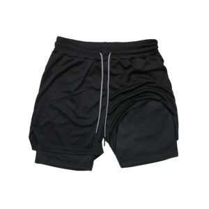 2-in-1 Running Summer Workout Shorts for Men Gym Performance Compression Shorts with Phone Pocket Towel Loop Athletic Activewear