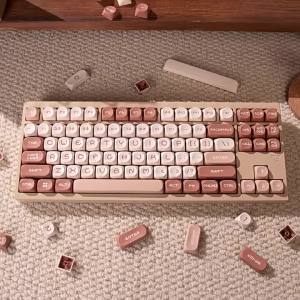 Coffee Brown PBT Keycaps 130 Keys MOA Double Shot Customized Keycaps For Cherry MX Switch Gamer Mechanical Keyboards