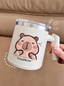 Cute Large Capacity Stainless Steel Insulated Water Bottle with Lid for School Office Use Drinking Straw Cup Bento Box Compatible