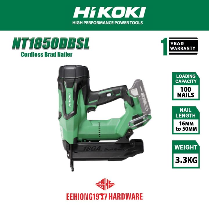 Hikoki NT1850DBSL 18V Cordless Brad Nail Gun Nail 1650mm 3.3kg SOLO