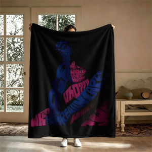 BILIBILI | Thinker Typography Art Flannel Chăn 100% Polyester Lông Cừu San Hô Phong Cách Hiện Đại Cho Ghế Sofa Văn Phòng Giường Du Lịch Cắm Trại Sử Dụng Bốn Mùa