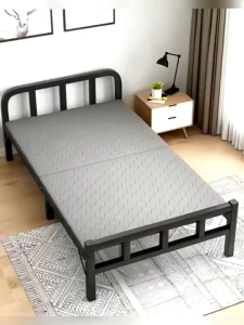 ROOSIO Furniture Heavy Duty Folding Bed Storage Bed Reinforced Metal Frame Foldable Bed Space Saving Guest Bed for Dormitory Home Sturdy Headboard