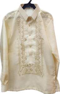 Barong-Piña Organza with lining- Sports Collar-Beige color
