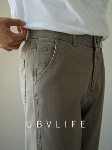 UBV | Retro Washed Pure Cotton Denim Straight Trousers Men