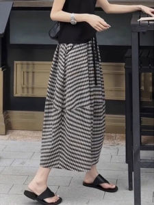 Stylish Slimming A-Line Checkered High-Waist Skirt