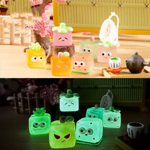 Luminous Fruit Ice Cube Model Resin Cute Bionic Animal Decoration Girls Toy Expression Block Simulation Plaything for Children