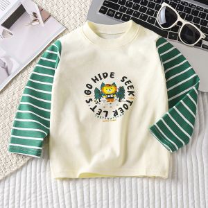 Áo Thun Trẻ Em Tay Dài Bằng Cotton Nguyên Chất Mùa Thu Phong Cách Hàn Quốc Cho Bé Trai Và Bé Gái Quần Áo Trẻ Em Thoải Mái