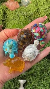 1PC Natural Crystal Stone Turtle Statue Reiki Stone Tortoise Figurine Amulet Fengshui Sculpture for Home Office Decoration