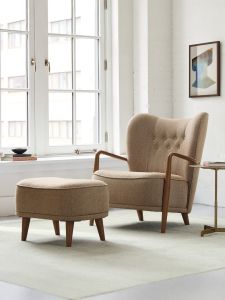 Vintage Style White Larch Wood Tiger High Back Armchair Balcony Reception Sofa Chair Leisure Furniture for Adults in Living Room