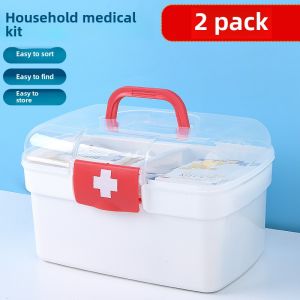 Japanese Style Plastic Multi-Layer Large And Small Medicine Storage Box Double Layer Medicine Box Home Use Organizer Box